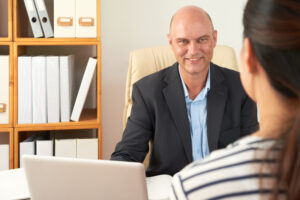 Grown man on a job interview